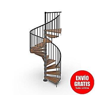 Scrigno Escalera de caracol Loop (Diámetro: 160 cm, Altura de planta: 267 cm - 312 cm, Antracita/Nogal)