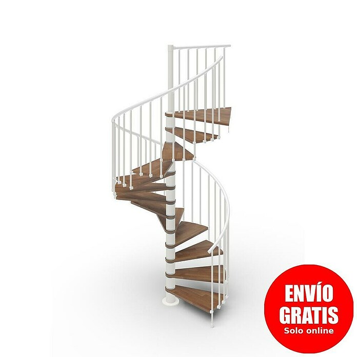 Scrigno Escalera de caracol Loop (Diámetro: 105 cm, Altura de planta: 267 cm - 312 cm, Blanco/Nogal) | BAUHAUS