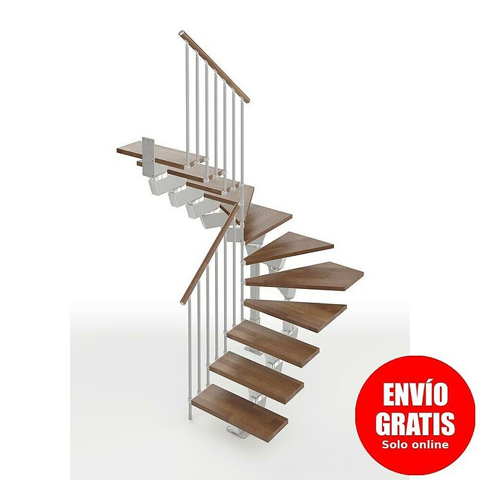 Scrigno Escalera principal Lumina U (Plata/Nogal, 95 cm, 1/4 espiral izquierda, Altura de planta: 241 cm - 289 cm) | BAUHAUS