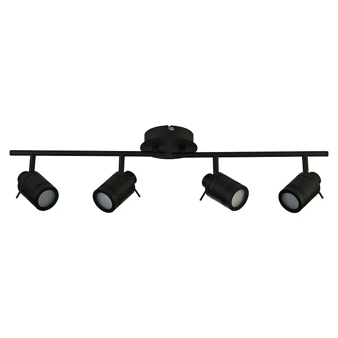 Searchlight LED-Deckenstrahler Samson - 10 W, L x B x H: 79 x 13 x 19,5 cm, Schwarz - Deckenleuchte mit vier Strahlern in Schwarz. Die Strahler sind auf einer Schiene montiert und bieten gerichtetes Licht für jeden Raum.