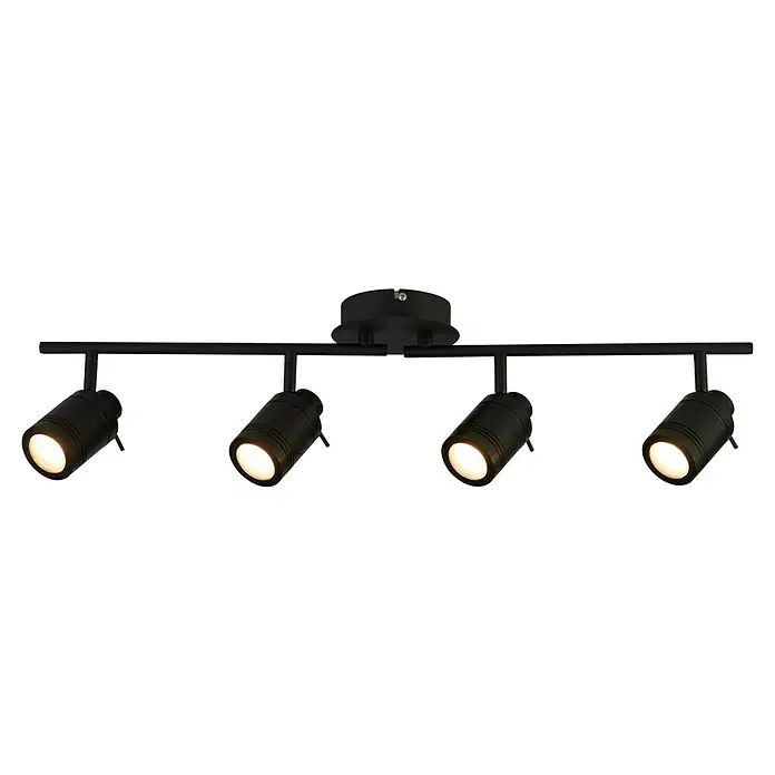 Searchlight LED-Deckenstrahler Samson - 10 W, L x B x H: 79 x 13 x 19,5 cm, Schwarz - Schwarze Deckenleuchte mit vier Strahlern für gezielte Beleuchtung, ideal für moderne Innenräume.