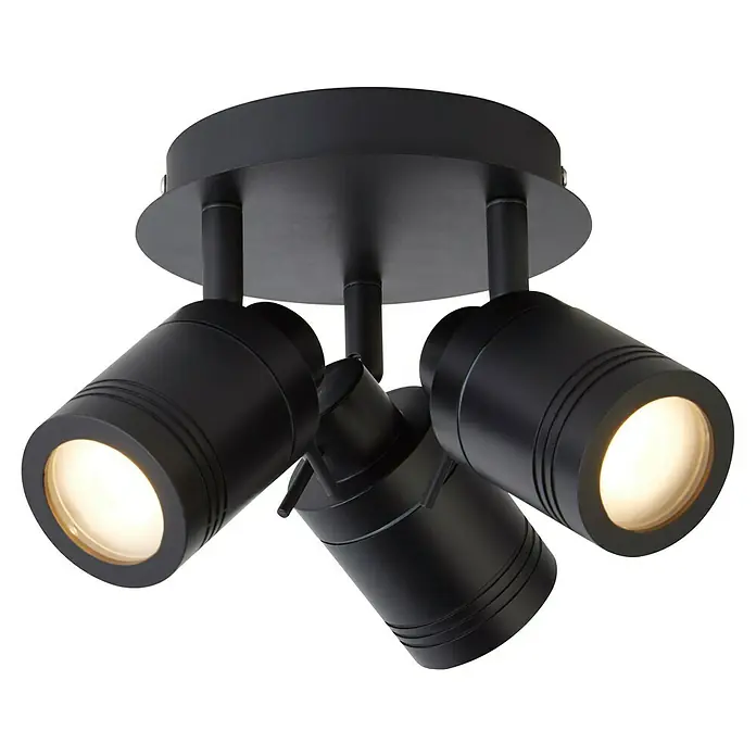 Searchlight LED-Deckenstrahler Samson - 10 W, L x B x H: 28 x 28 x 16 cm, Schwarz - Schwarze Deckenleuchte mit drei Strahlern. Die Lampen sind verstellbar und geben ein warmes Licht.