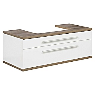 Fackelmann Stanford Waschbeckenunterschrank (B x T x H: 1 000 x 500 x 404 mm, Nature Oak, Weiß, MIT Beckenausschnitt)