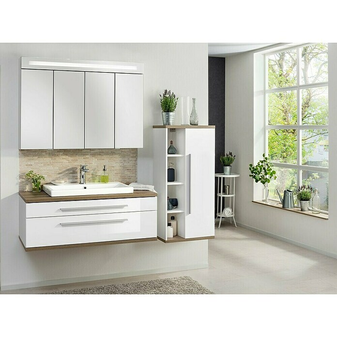 Fackelmann Stanford Waschtisch Stanford (B x H: 700 x 165 mm, Hahnloch: Mitte, Mit Überlauf, Weiß) | BAUHAUS