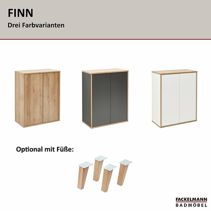 Fackelmann Finn Midischrank (B x T x H: 600 x 305 x 750 mm, Ast-Eiche, Anthrazit) | BAUHAUS