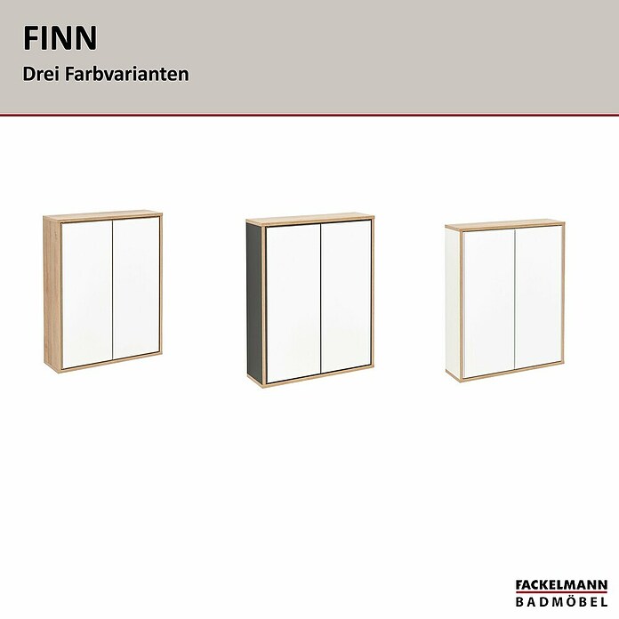 Fackelmann Finn Spiegelschrank (B x H: 600 x 750 mm, Ast-Eiche, Anthrazit) | BAUHAUS