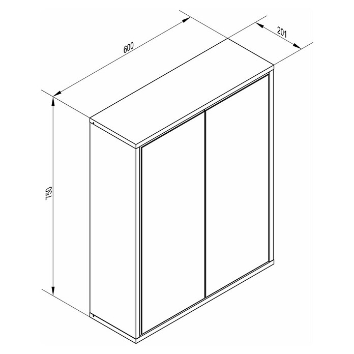 Fackelmann Finn Spiegelschrank (B x H: 600 x 750 mm, Ast-Eiche, Anthrazit) | BAUHAUS