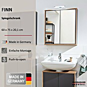 Fackelmann Finn Spiegelschrank (B x H: 600 x 750 mm, Ast-Eiche, Anthrazit) | BAUHAUS