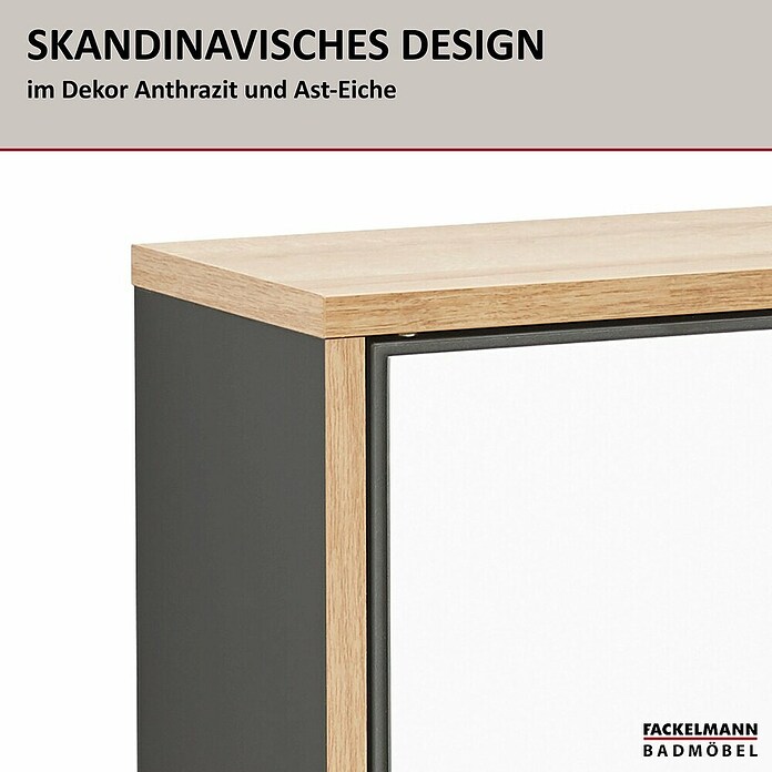 Fackelmann Finn Spiegelschrank (B x H: 600 x 750 mm, Ast-Eiche, Anthrazit) | BAUHAUS