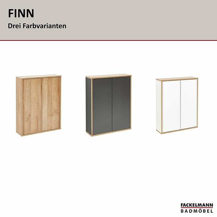 Fackelmann Finn Hängeschrank (B x T x H: 600 x 201 x 750 mm, Ast-Eiche, Weiß) | BAUHAUS