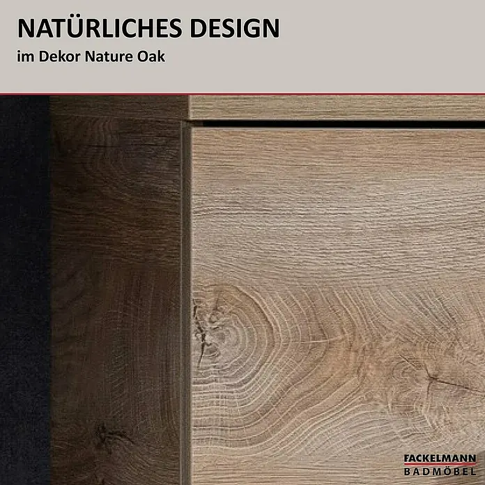 Fackelmann Stanford Bad-Midischrank - B x T x H: 502 x 320 x 1.060 mm, Nature Oak - Fackelmann Badmöbel im Natur Oak Design: Elegante Badezimmermöbel mit natürlicher Holzoptik für ein stilvolles Ambiente im Badezimmer.