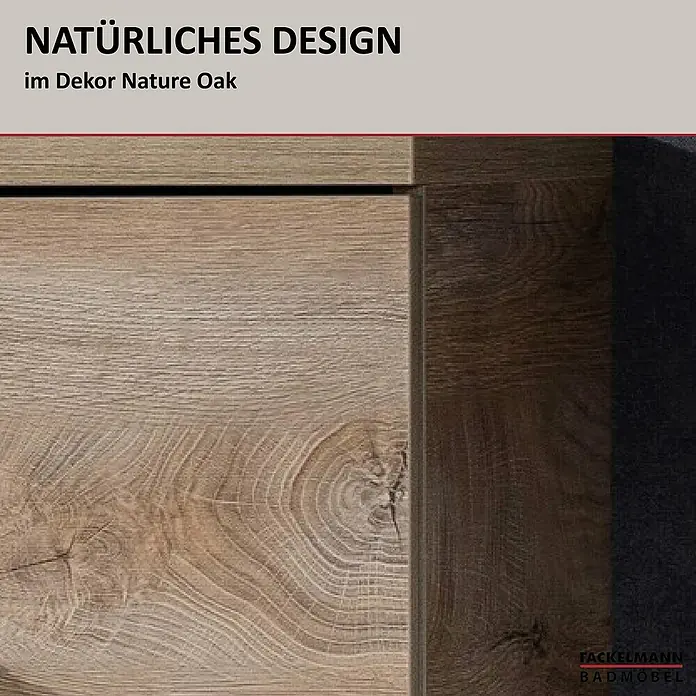 Fackelmann Stanford Bad-Midischrank - B x T x H: 418 x 320 x 1.060 mm, Nature Oak, Anschlag: rechts - Badezimmermöbel in natürlichem Design mit Eichenholzdekor. Das natürliche Design der Badezimmermöbel sorgt für ein harmonisches Gesamtbild.
