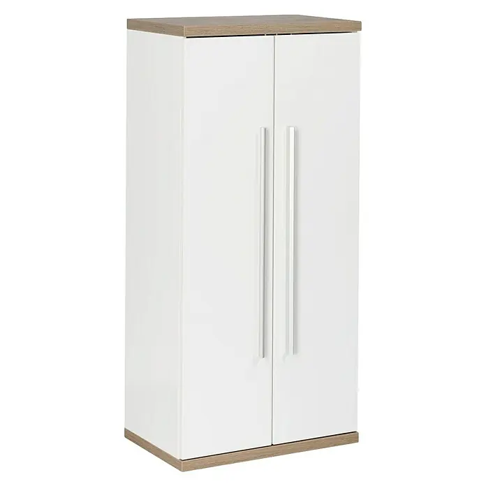 Fackelmann Stanford Bad-Midischrank - B x T x H: 502 x 320 x 1.060 mm, Nature Oak, Weiß - Elegantes weißes Badezimmer-Hängeschrank mit zwei Türen und stilvollen Griffen. Ideal zur Aufbewahrung von Badutensilien.