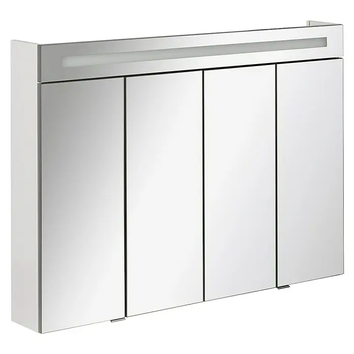 Fackelmann Stanford Spiegelschrank - B x H: 1.100 x 784 mm, Weiß - Eleganter Spiegelschrank mit integrierter Beleuchtung. Praktische Aufbewahrungslösung für das Badezimmer.