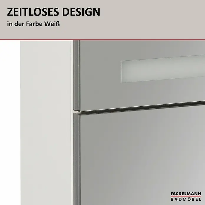 Fackelmann Stanford Spiegelschrank - B x H: 1.100 x 784 mm, Weiß - Detailansicht von Fackelmann Badmöbeln im zeitlosen Design, Farbe Weiß, das moderne Badezimmer-Möbelstück in elegantem Look zeigt.