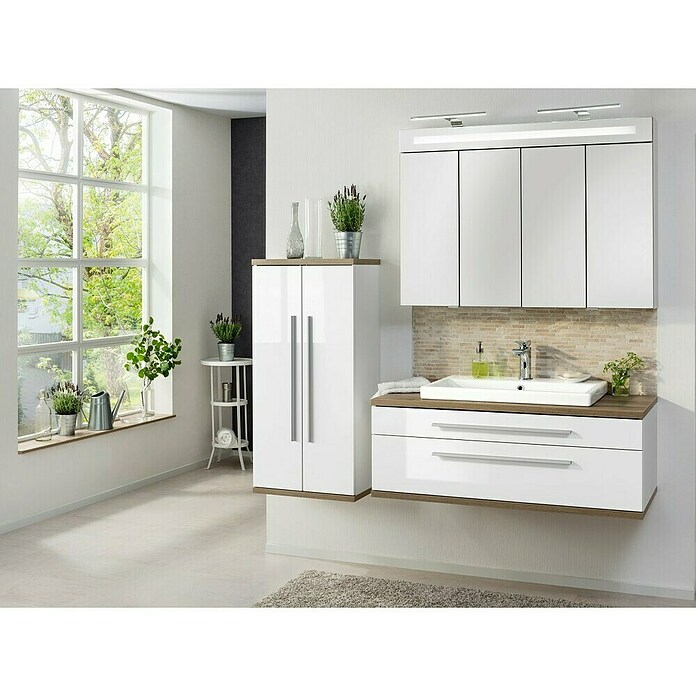 Fackelmann Stanford Waschtisch Stanford (B x H: 700 x 165 mm, Hahnloch: Mitte, Mit Überlauf, Weiß) | BAUHAUS