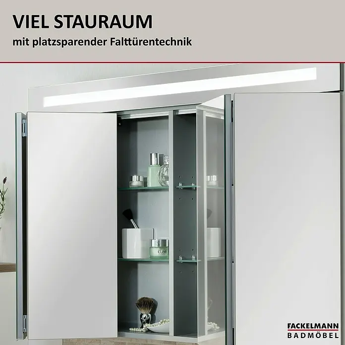 Fackelmann Stanford Spiegelschrank - B x H: 1.100 x 784 mm, Weiß - Viel Stauraum im Bad mit dem platzsparenden Spiegelschrank von Fackelmann Badmöbel. Perfekt für jedes Badezimmer.