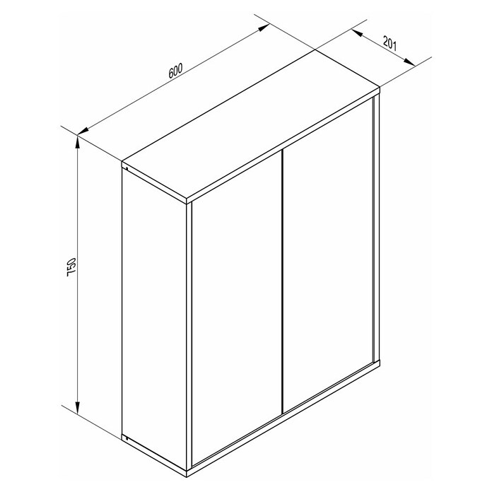 Fackelmann Finn Hängeschrank (B x T x H: 600 x 201 x 750 mm, Ast-Eiche, Weiß) | BAUHAUS
