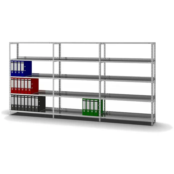 Proregal Aktenregal MAGNUS Schraubsystem - H x B x T: 150 x 100 x 30 cm, Traglast pro Boden: 60 kg, Anzahl Böden: 5 Stk., Schrauben, Verzinkt