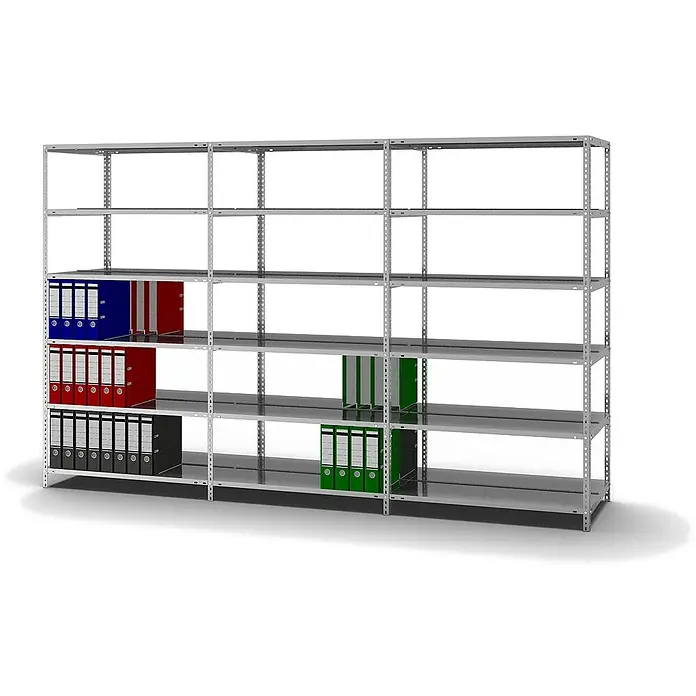 Proregal Aktenregal MAGNUS Schraubsystem - H x B x T: 185 x 100 x 60 cm, Traglast pro Boden: 90 kg, Anzahl Böden: 6 Stk., Schrauben, Verzinkt