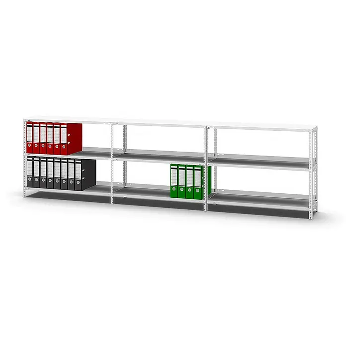 Proregal Aktenregal MAGNUS Schraubsystem - H x B x T: 80 x 100 x 30 cm, Traglast pro Boden: 60 kg, Anzahl Böden: 3 Stk., Schrauben, Lichtgrau