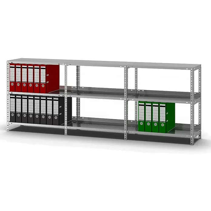 Proregal Aktenregal MAGNUS Schraubsystem - H x B x T: 80 x 75 x 30 cm, Traglast pro Boden: 60 kg, Anzahl Böden: 3 Stk., Schrauben, Verzinkt