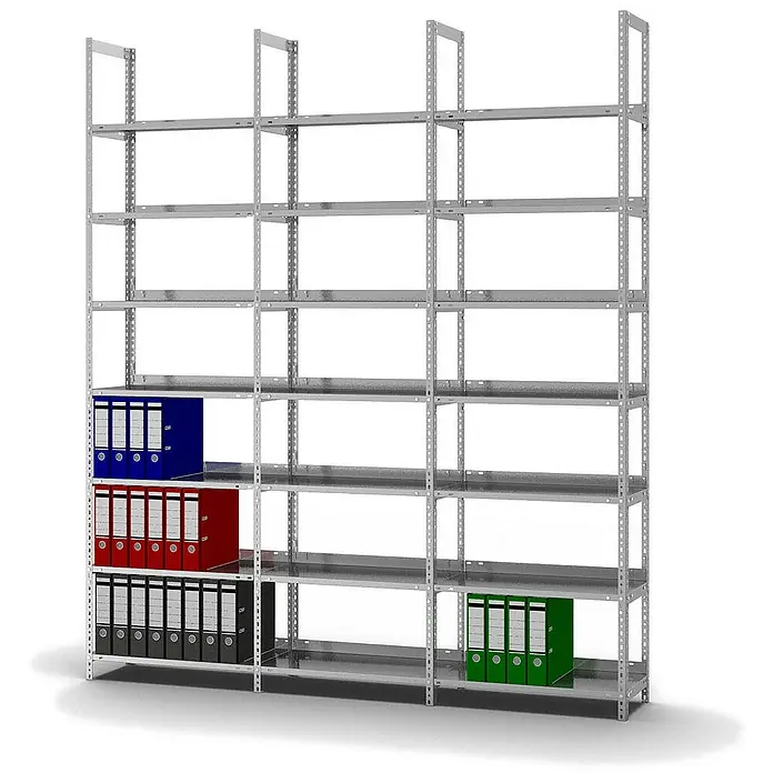 Proregal Aktenregal MAGNUS Schraubsystem - H x B x T: 255 x 75 x 30 cm, Traglast pro Boden: 60 kg, Anzahl Böden: 7 Stk., Schrauben, Verzinkt