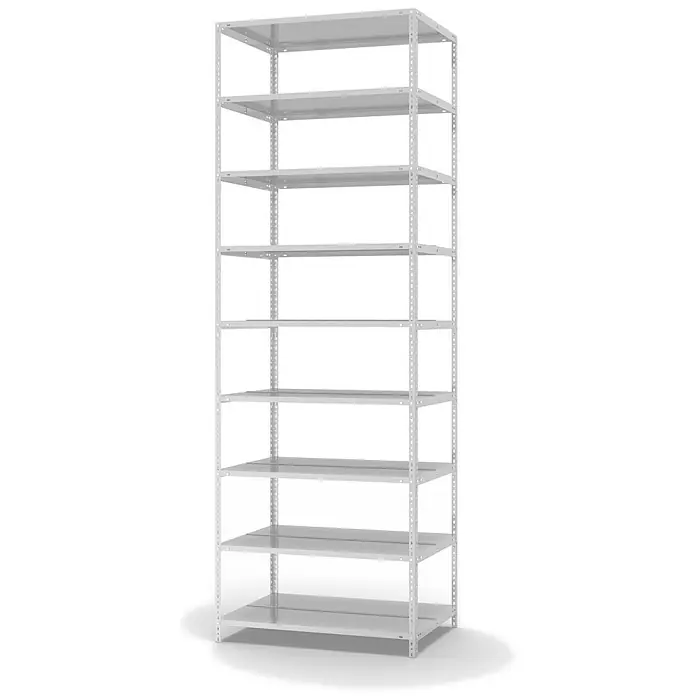 Proregal Aktenregal MAGNUS Schraubsystem - H x B x T: 290 x 100 x 60 cm, Traglast pro Boden: 90 kg, Anzahl Böden: 9 Stk., Schrauben, Lichtgrau