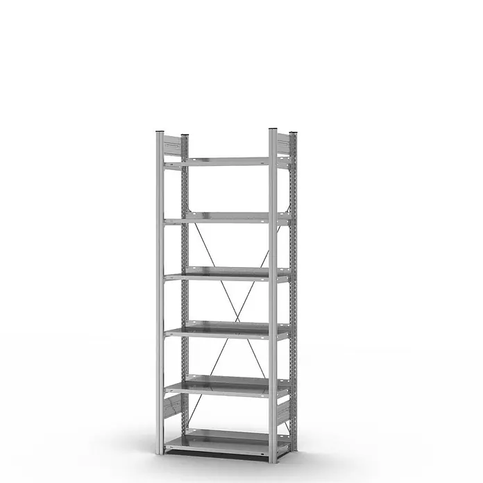 Proregal Aktenregal MAGNUS Stecksystem - H x B x T: 200 x 75 x 30 cm, Traglast pro Boden: 60 kg, Anzahl Böden: 6 Stk., Stecken, Verzinkt