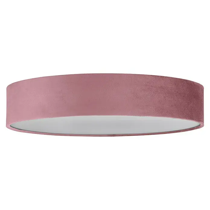Searchlight Deckenleuchte Drum - 60 W, L x B x H: 50 x 50 x 10 cm, Pink, E27 - Elegante, runde Deckenleuchte mit rosafarbenem Textilbezug und weißer Innenseite, die jedem Raum eine stilvolle Note verleiht.