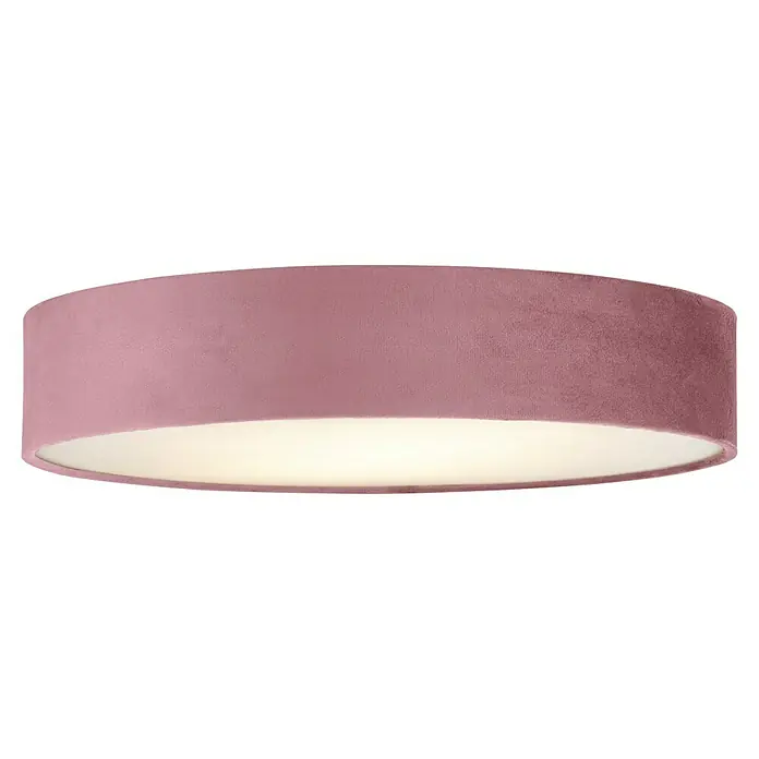 Searchlight Deckenleuchte Drum - 60 W, L x B x H: 50 x 50 x 10 cm, Pink, E27 - Rosafarbene Deckenleuchte mit zylindrischem Schirm, die warmes Licht verbreitet und eine gemütliche Atmosphäre im Raum erzeugt.