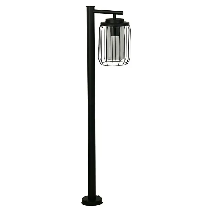 Searchlight Außenwegeleuchte Reed - 40 W, Farbe Gehäuse: Schwarz, 26 x 16 x 100,5 cm, Mit Leuchtmittel - Eine moderne schwarze Außenleuchte mit einem Käfigdesign, das ein warmes, einladendes Licht erzeugt. Perfekt für Gartenwege.