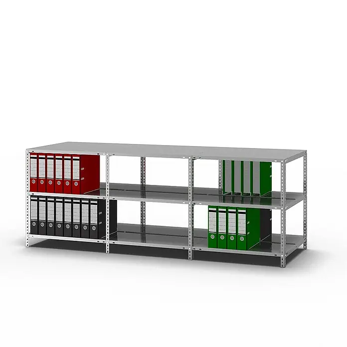Proregal Aktenregal MAGNUS Schraubsystem - H x B x T: 115 x 75 x 60 cm, Traglast pro Boden: 90 kg, Anzahl Böden: 4 Stk., Schrauben, Verzinkt