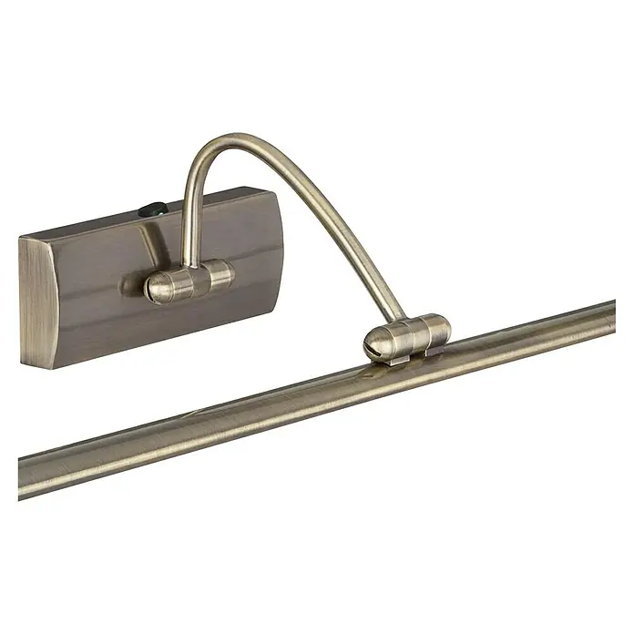 Searchlight LED-Bilderleuchte Barcelona - 10 W, L x B x H: 38 x 11 x 11 cm, Messing - Nahaufnahme einer eleganten, bronzefarbenen Bilderleuchte, die Kunstwerke stilvoll in Szene setzt.