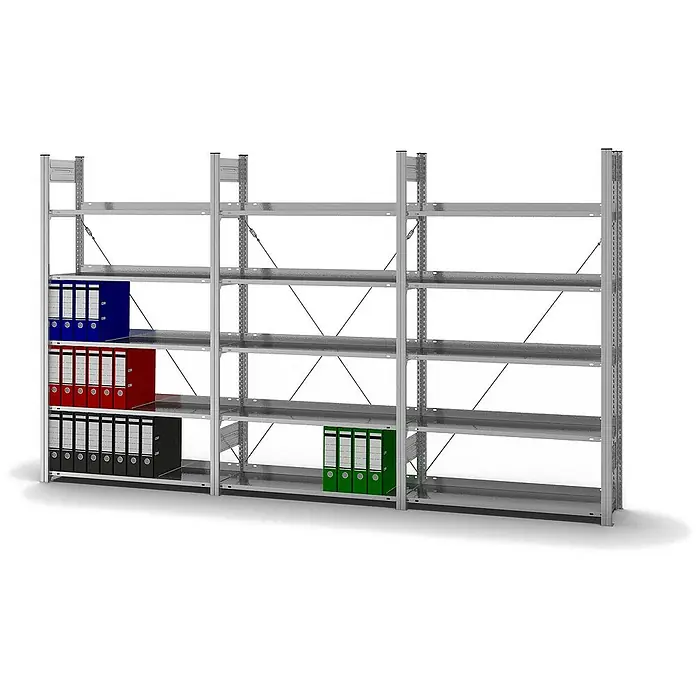 Proregal Aktenregal MAGNUS Stecksystem - H x B x T: 175 x 100 x 30 cm, Traglast pro Boden: 60 kg, Anzahl Böden: 5 Stk., Stecken, Verzinkt