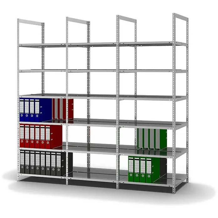 Proregal Aktenregal MAGNUS Schraubsystem - H x B x T: 220 x 75 x 60 cm, Traglast pro Boden: 90 kg, Anzahl Böden: 6 Stk., Schrauben, Verzinkt