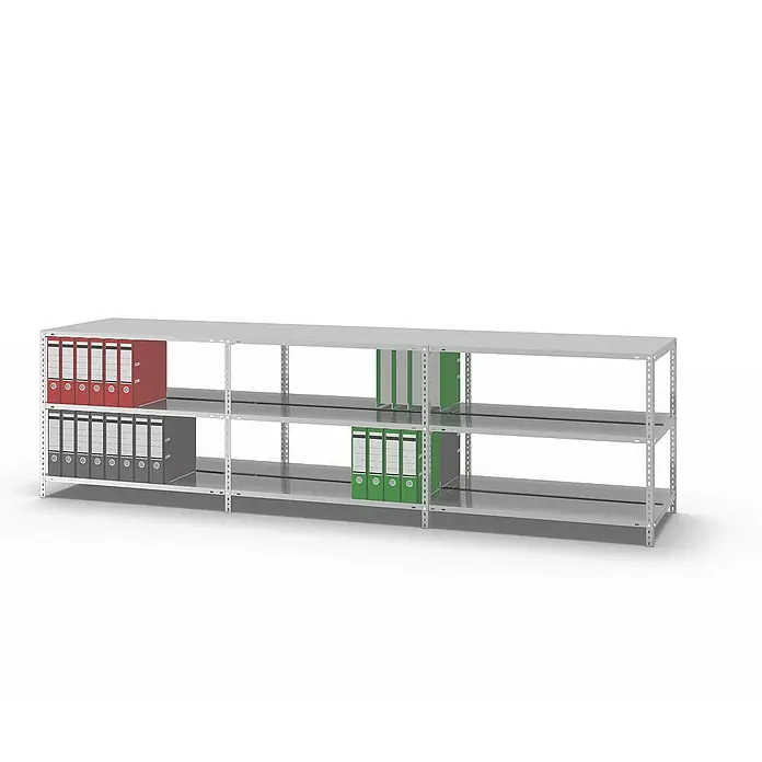 Proregal Aktenregal MAGNUS Schraubsystem - H x B x T: 80 x 100 x 60 cm, Traglast pro Boden: 90 kg, Anzahl Böden: 3 Stk., Schrauben, Lichtgrau
