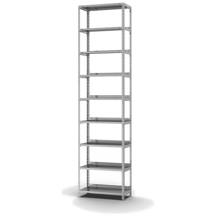 Proregal Aktenregal MAGNUS Schraubsystem - H x B x T: 290 x 75 x 30 cm, Traglast pro Boden: 60 kg, Anzahl Böden: 9 Stk., Schrauben, Verzinkt