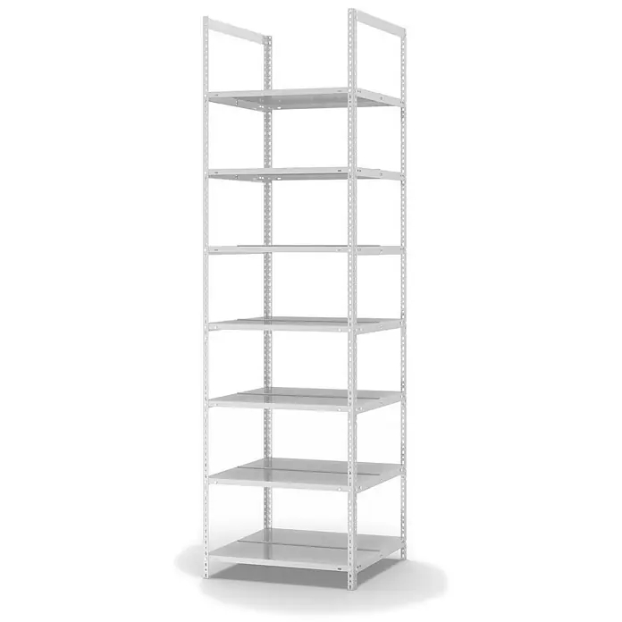 Proregal Aktenregal MAGNUS Schraubsystem - H x B x T: 255 x 75 x 60 cm, Traglast pro Boden: 90 kg, Anzahl Böden: 7 Stk., Schrauben, Lichtgrau