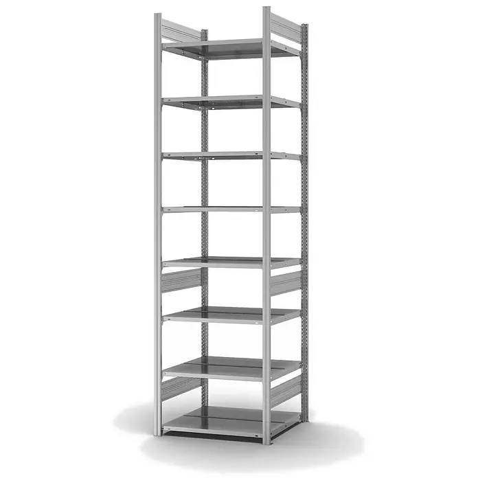 Proregal Aktenregal MAGNUS Stecksystem - H x B x T: 270 x 75 x 60 cm, Traglast pro Boden: 90 kg, Anzahl Böden: 8 Stk., Stecken, Verzinkt