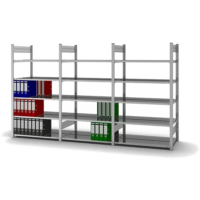Proregal Aktenregal MAGNUS Stecksystem - H x B x T: 175 x 100 x 60 cm, Traglast pro Boden: 90 kg, Anzahl Böden: 5 Stk., Stecken, Verzinkt