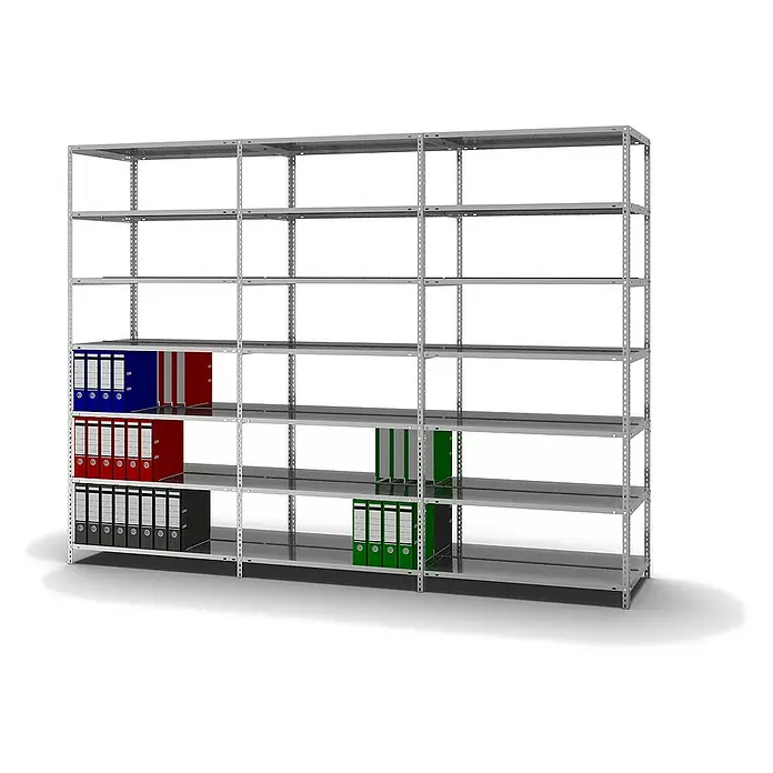 Proregal Aktenregal MAGNUS Schraubsystem - H x B x T: 220 x 100 x 60 cm, Traglast pro Boden: 90 kg, Anzahl Böden: 7 Stk., Schrauben, Verzinkt