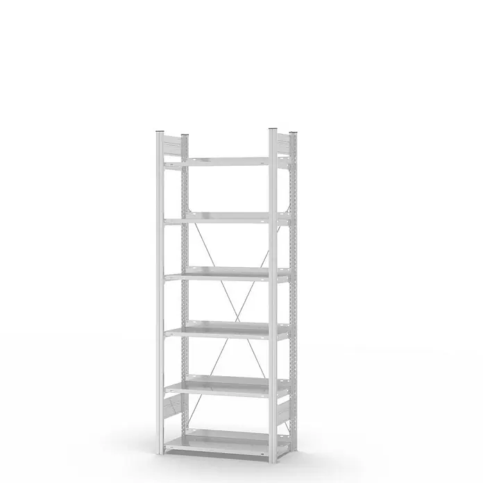 Proregal Aktenregal MAGNUS Stecksystem - H x B x T: 200 x 75 x 30 cm, Traglast pro Boden: 60 kg, Anzahl Böden: 6 Stk., Stecken, Lichtgrau