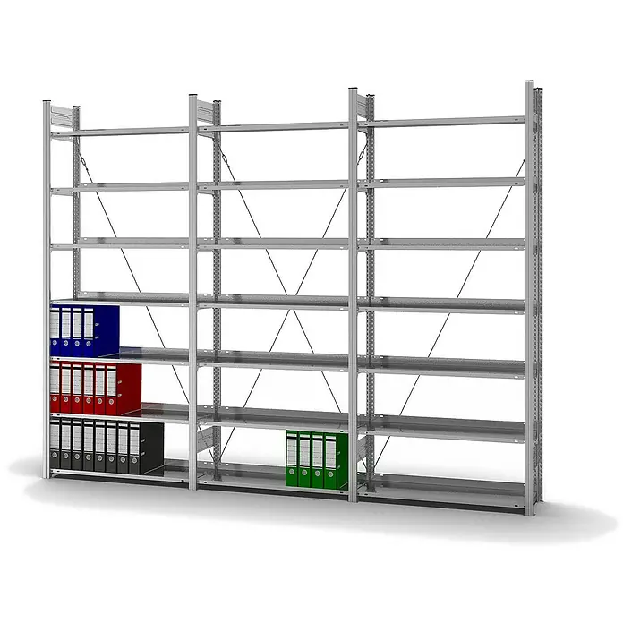 Proregal Aktenregal MAGNUS Stecksystem - H x B x T: 235 x 100 x 30 cm, Traglast pro Boden: 60 kg, Anzahl Böden: 7 Stk., Stecken, Verzinkt