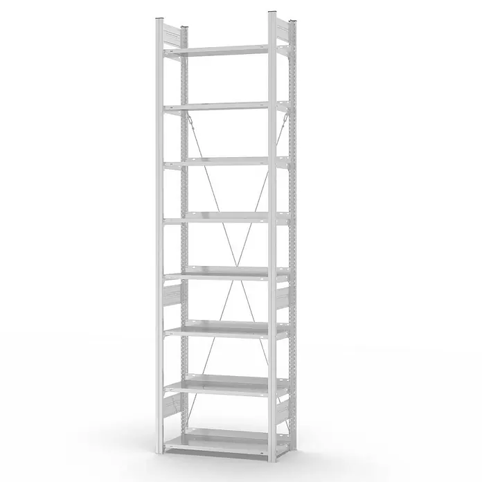 Proregal Aktenregal MAGNUS Stecksystem - H x B x T: 270 x 75 x 30 cm, Traglast pro Boden: 60 kg, Anzahl Böden: 8 Stk., Stecken, Lichtgrau