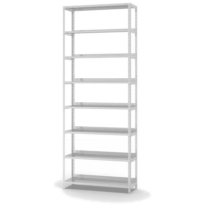 Proregal Aktenregal MAGNUS Schraubsystem - H x B x T: 255 x 100 x 30 cm, Traglast pro Boden: 60 kg, Anzahl Böden: 8 Stk., Schrauben, Lichtgrau