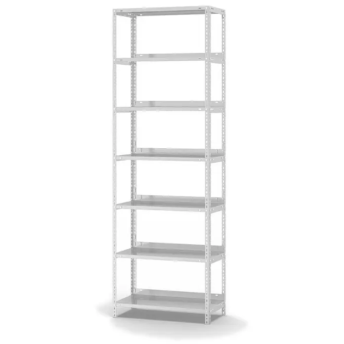 Proregal Aktenregal MAGNUS Schraubsystem - H x B x T: 220 x 75 x 30 cm, Traglast pro Boden: 60 kg, Anzahl Böden: 7 Stk., Schrauben, Lichtgrau