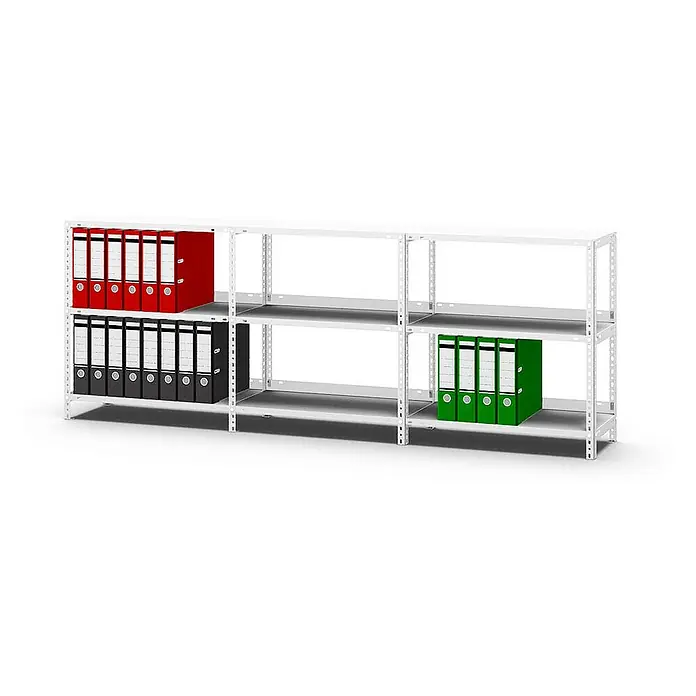 Proregal Aktenregal MAGNUS Schraubsystem - H x B x T: 80 x 75 x 30 cm, Traglast pro Boden: 60 kg, Anzahl Böden: 3 Stk., Schrauben, Lichtgrau