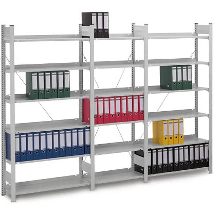 Proregal Aktenregal MAGNUS Stecksystem - H x B x T: 175 x 100 x 30 cm, Traglast pro Boden: 60 kg, Anzahl Böden: 5 Stk., Stecken, Lichtgrau