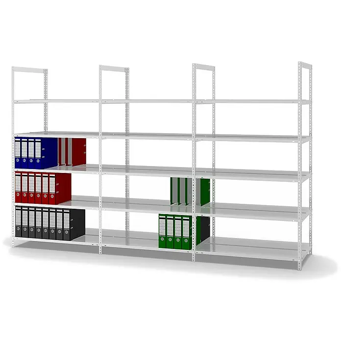 Proregal Aktenregal MAGNUS Schraubsystem - H x B x T: 185 x 100 x 60 cm, Traglast pro Boden: 90 kg, Anzahl Böden: 5 Stk., Schrauben, Lichtgrau